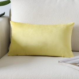 Artscope Luxury Velvet Pillow Covers Super Soft Decorative Rectangle Throw Pillow Covers Case Cushion Covers for Sofa Couch Bedroom Car Decor 16x24 Inch Lemon Yellow