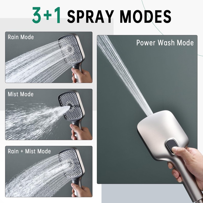 13-Inch Shower Heads with Multi-Function Handheld Sprayer Combo, 3-Way Metal