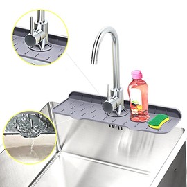 "Silicon Sink Splash Drying Mat & Faucet Drip Protector - Essential Sink Accessory for Kitchens, Bathrooms, Bars, - Keeps Your Counter Dry & Tidy"