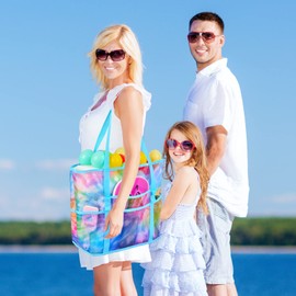 Nidoul Netz-Strandtasche, Strandtasche mit Reißverschlusstasche, verstaubar, große Strandtasche für Damen, Kinder, Urlaub, Reisen, Pool, Schwimmen, Batik