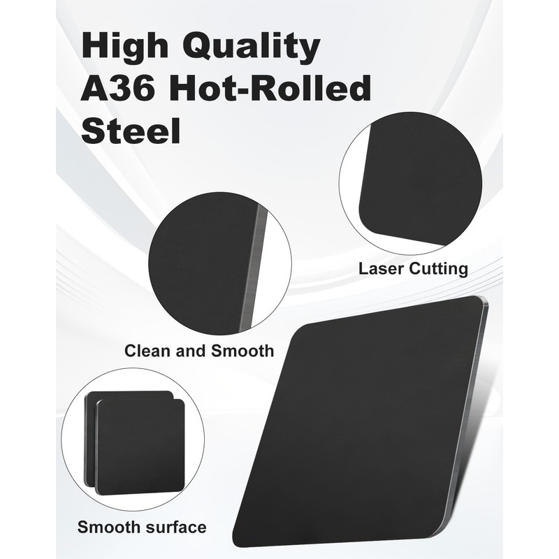 AOKLIT 2 Pcs 6" x 6"x1/4" Steel Plate, A36 Square