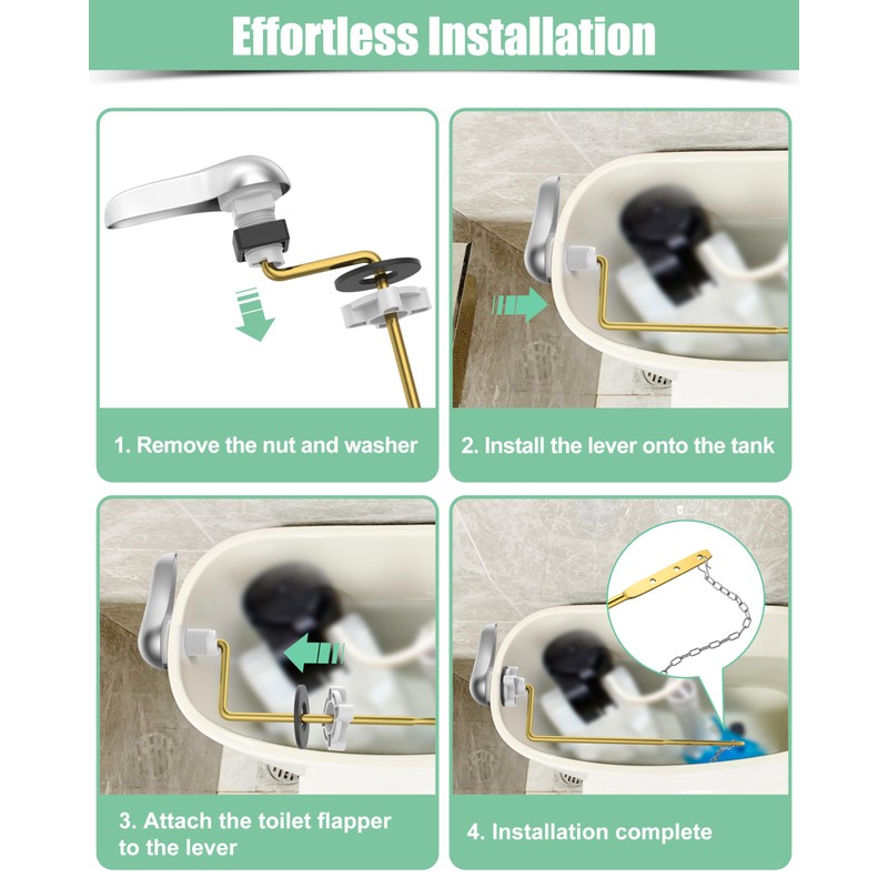 Universal Toilet Bowl Flush Handle Replacement Kit Side Mount, Toilet