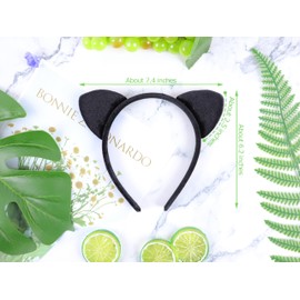 Bonnie Z. Leonardo Velvet Cat Ears Headband Black Padded Cat Ears