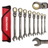 WORKPRO 8-piece Flex-Head Ratcheting Combination Wrench Set, SAE 5/16-3/4 in,