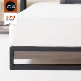 ZINUS GOOD DESIGN Award Winner Suzanne 6 Inch Metal and Wood Platforma Bed Frame / No Box Spring Needed / Wood Slat Support, Grey Wash, King