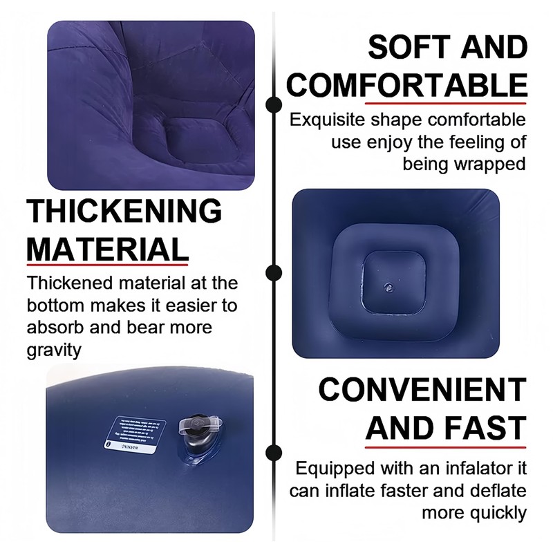 T-FOUR Sillón Inflable Silla Aterciopelada Cómodo Sofá +Bomba (Violeta Oscuro)