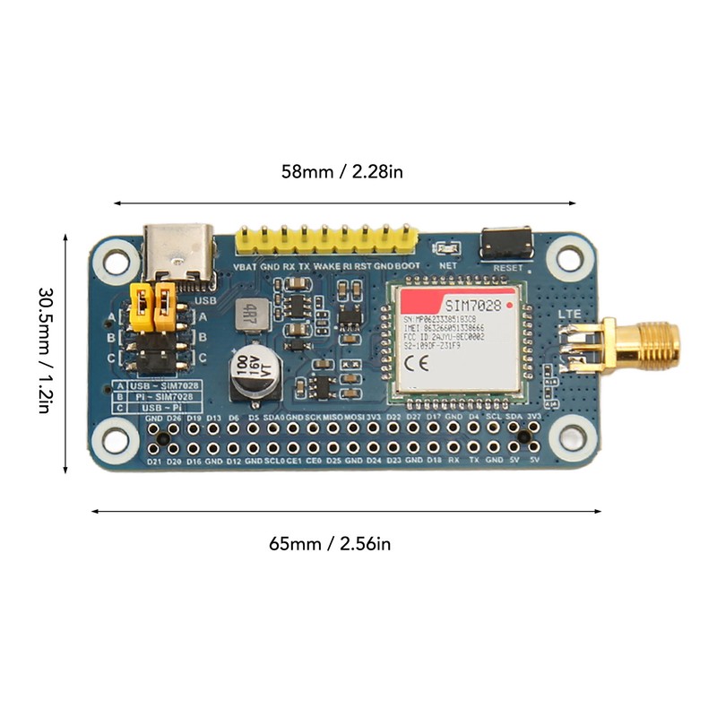 SIM7028 NB IoT HAT for RasPi 2 2B 3B 3B+