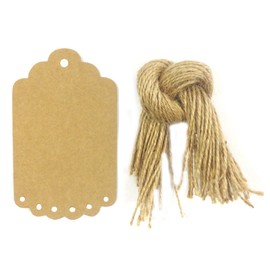 Allydrew 50 Gift Tags/Kraft Hang Tags with Free Cut Strings for Gifts, Crafts & Price Tags, Large Scalloped Edge