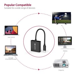 REY OTG HDMI Female to USB Type C 3.1 Male Adapter 4k Black
