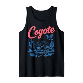 Retro Desert Coyote Graphic Tee Vintage Western Aesthetic Tank Top