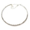 Caprilite Classic Slim One Row Crystal Choker Necklace Silver Sparkly