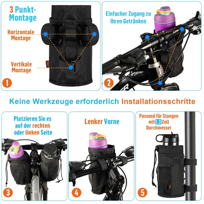 Desing Wish 12-24oz Drink Holder Bottle Holder Bicycle Without Screws