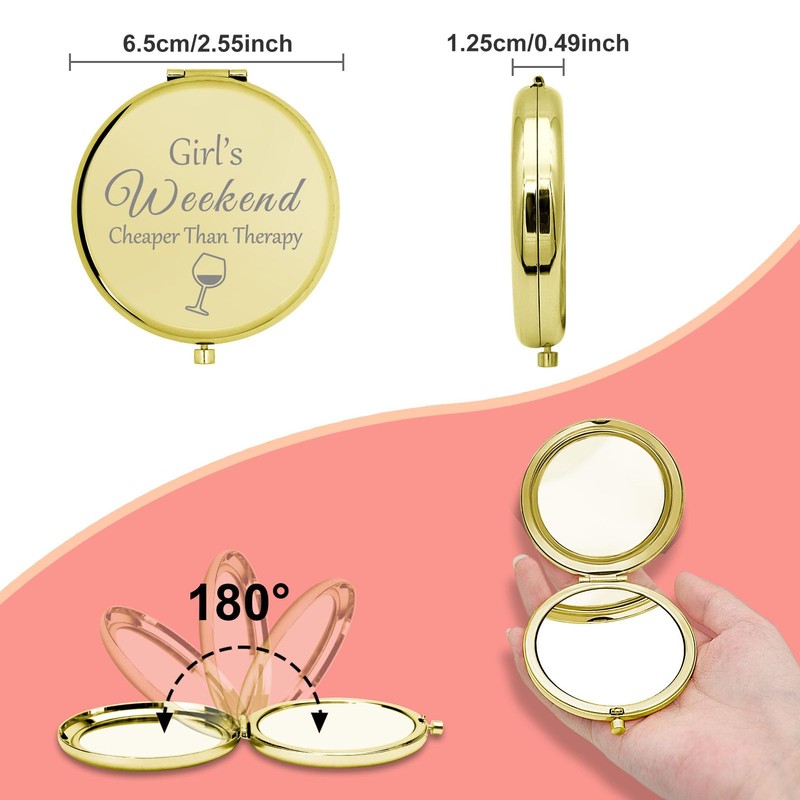 Girls Weekend Gifts for Women Gold Compact Mirror Girls Getaway