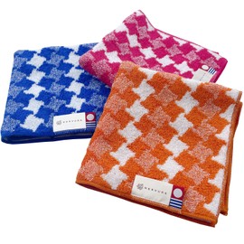 Imabari Towel Antibacterial Antiviral Cleanze Towel Handkerchief, Set of 3, Made in Japan, Houndstooth 3 Color Set, Approx. 9.8 x 9.8 inches (25 x 25 cm)