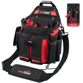 MELOTOUGH Professional Electrician Tool Pouch Bag with Shoulder Strap Tool Pouch with Belt Clip Quickly Attach and Release Tool Bag
