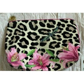 Designer Cosmetics Makeup Travel Bag (Quentin Jones Khaki, Animal Spots Trim)