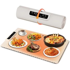 HanLinya Warming Mat for Food, Silicone Electric Warming Tray with 3 Temperature Settings and 6 Hours Timer, Portable Food Heating Mat for Parties Buffet Serving Keep Food Warm Heating Trays
