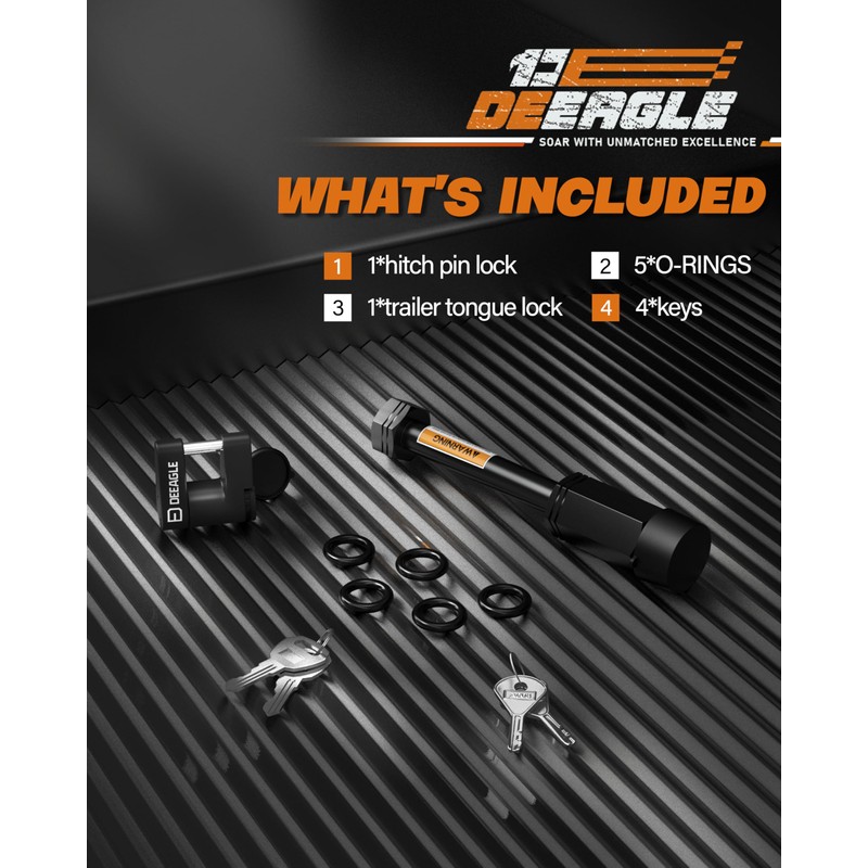 DEEAGLE Trailer Lock Set, 5/8" Dia 3-1/2” Long Trailer Hitch