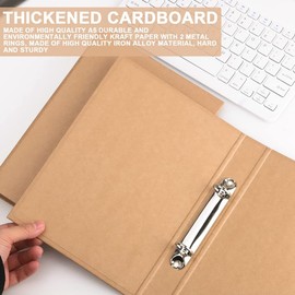 Juwacoo Pack of 2 A5 Ring Binder Folders, Kraft Paper Cover DIN A5 Ring Binder Kraft Paper with 2 Rings, Refillable Folder for School, Office, 23.5 x 17.6 cm