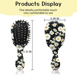 GABraden Mini Hair Brush,Cute Detangling Travel Hair Brush,Soft Bristles for Effortless Tangle Removal,Detangler Hairbrush for Women Men Boys Girls Kids Wet Dry All Hair Types(White Daisy)