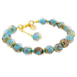 GlassOfVenice Murano Glass Sommerso Bracelet - Dark Aqua