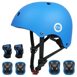 XJD Kids Bike Helmet,Multi-Sport Protective Gear Set for 3-5-8-14 Years Boys Girls with Knee and Elbow Pads Wrist Guards fit Roller Skates,Cycling,Skateboarding,Skating Scooter (Multi-Colors)