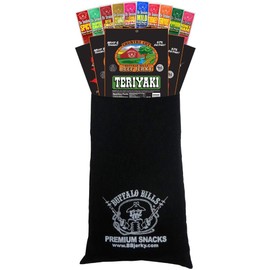 Buffalo Bills 15-Piece Beef Jerky & Beef Stick Sampler Black Velour Wine Gift Bag (15 mixed packs)