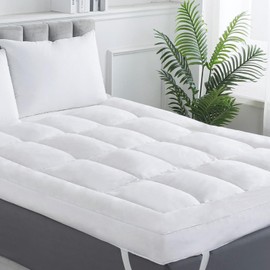 WhatsBedding 4 inch Memory Foam Mattress Topper Queen Size for Back Pain, Breathable Fluffy Shredded Memory Foam Filled Pillow Top, 4 Anchor Elastic Bands, 80x60x4 Inch