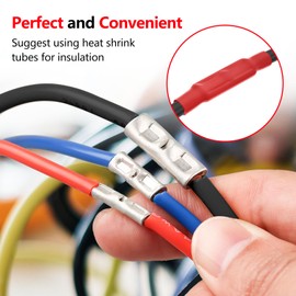 BAALA 150 PCS Non Insulated Butt Connectors Kit,26-8 Gauge Butt Splice Connector Crimp Barrel Splice Connectors, Tinned Copper Marine Grade Seamless Uninsulated Butt Terminals