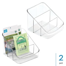 iDesign 3-Section Divided Packet Organizer for Kitchen and Pantry Storage - Set of 2 - Clear