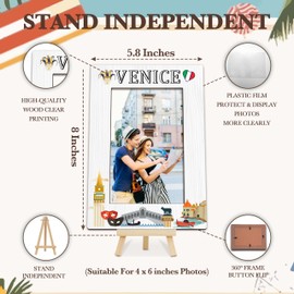 YSTEP Venice Travel Picture Frame, Wedding, Birthday, Vacation Honeymoon Gifts for Friends Couples, Vacation Tour Photo Frames Favors, 4x6 In Venice Themed Wooden Frames -H07