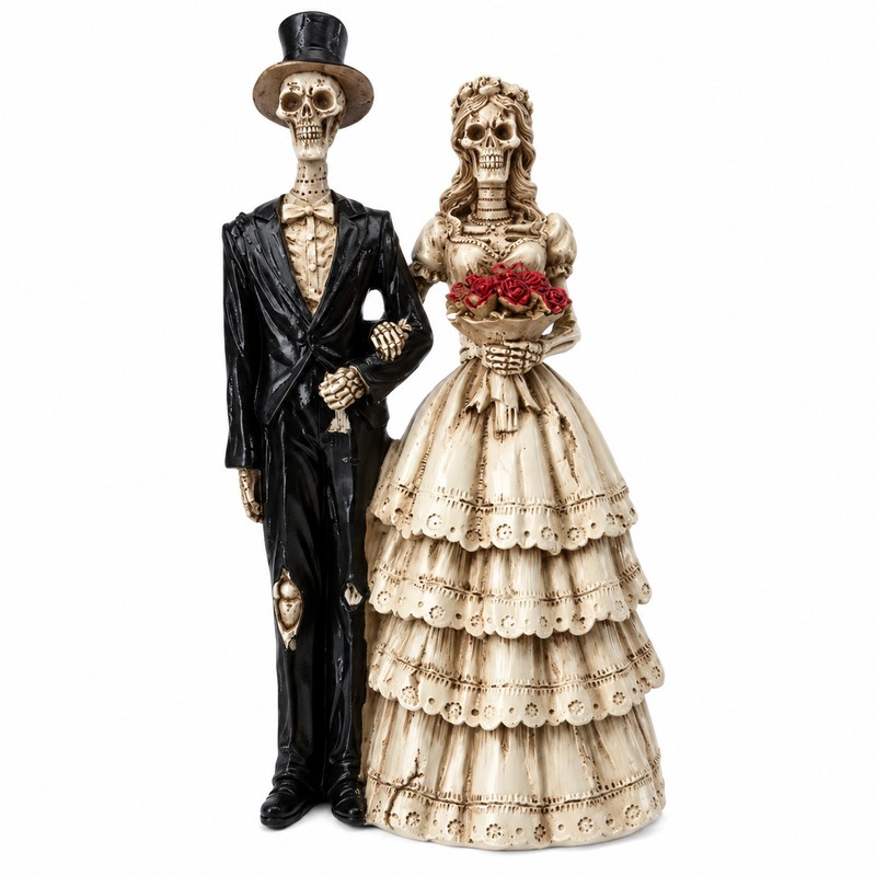Skeleton Couple Statue for Gothic Home Decor – Resin Bride