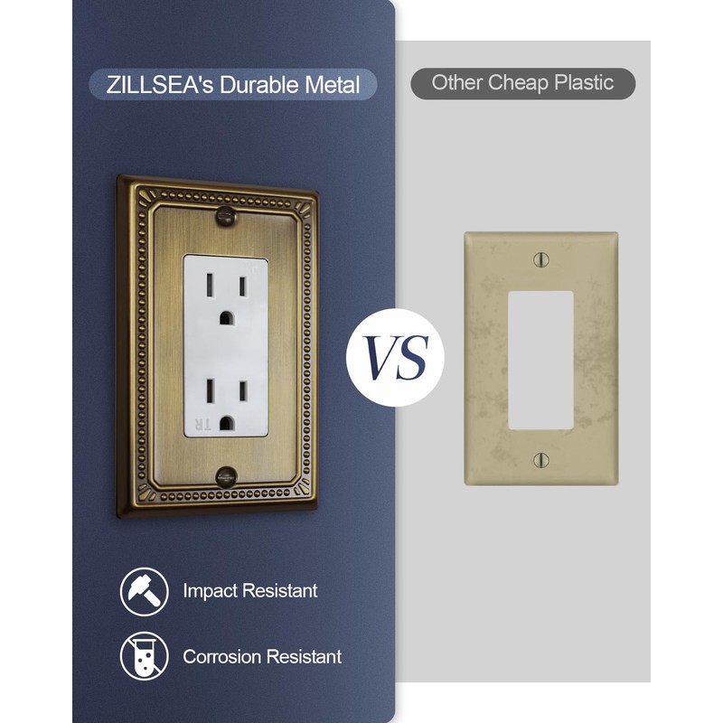 ZILLSEA Metal Wall Plates, Switch Plates and Outlet Covers, Decorative