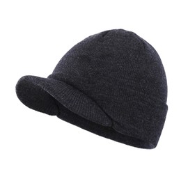 Home Prefer Mens Winter Hat Warm Knit Beanie Newsboy Caps Radar Skull Beanie Cap with Visor Grey