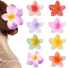 Flower Hair Clips, 8 Pieces Flower Hair Clips, Plumeria Flower Hair Claw Clips, Cute Flower Claw Clips, Flower Hairpin Trendy for Women and Girls