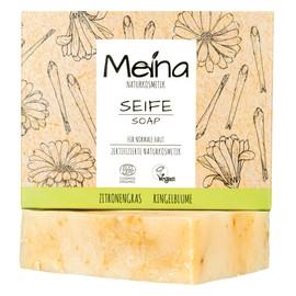 Meina Natural Cosmetics - Natural Soap with Lemongrass, Turmeric and Marigold, Organic Soap without Palm Oil, Certified, Vegan, Sustainable, Handmade, Like a Solid Shower Gel - 100 g