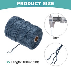 sourcing map Natural Jute Twine String 328ft x 3mm Long Strong Twine Rope for Arts Crafts Ribbon Gift Wrapping Packing Christmas Wedding, Dark Blue