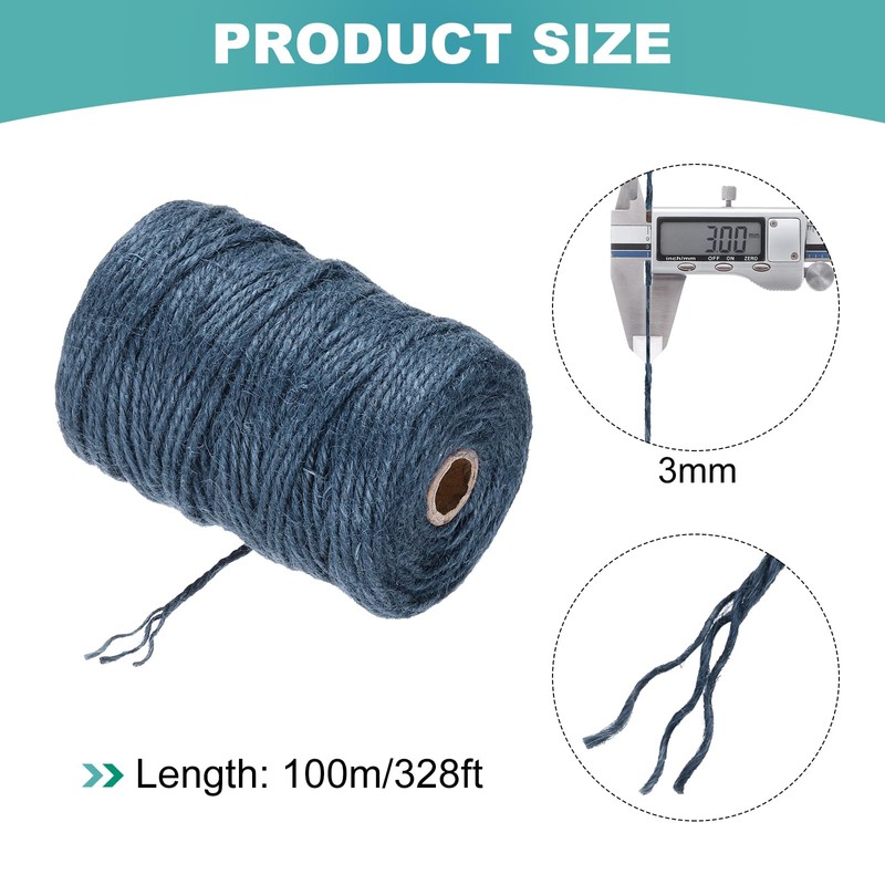 sourcing map Natural Jute Twine String 328ft x 3mm Long