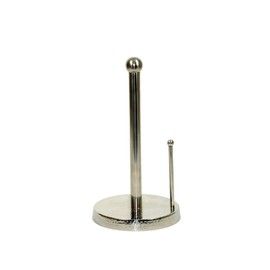 3SCompany Hammered Shiny Stainless Steel Paper Towel Holder 7 3/4" Round Base x 13 1/2" ht. Anti Skid Rubber feet, Weighted Base, Tear arm.