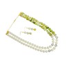 Pearl Necklace Set With Earring Double Layered Pearl Glass Tumble