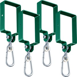 Dunzy 4 Pieces Metal Swing Set Accessories Includes Snap Hooks Brackets Attachments Swing Hanger Kit for Connecting to a 4" x 6" Beam Wooden Sets(Green)