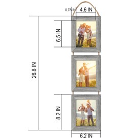 VMUZEDER 5x7 Wall Hanging Picture Frames Collage with 3 Opening Frames Grey