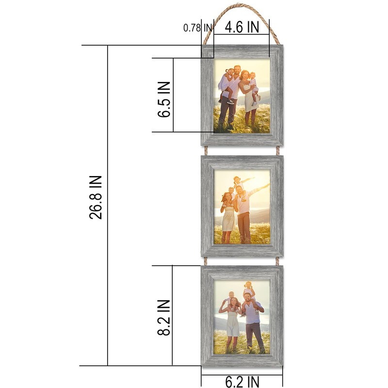 VMUZEDER 5x7 Wall Hanging Picture Frames Collage with 3 Opening