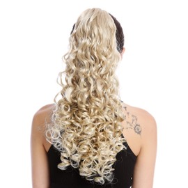 WIG ME UP - 19AXL-V-24T88 Ponytail Hairpiece Extensions very long voluminous curled curls blond with platinum highlights tips 20inch