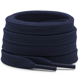 DELELE Solid Flat Shoe Laces: Hollow Thick Navy Shoelaces for Sneakers 2 Pair 47 inch