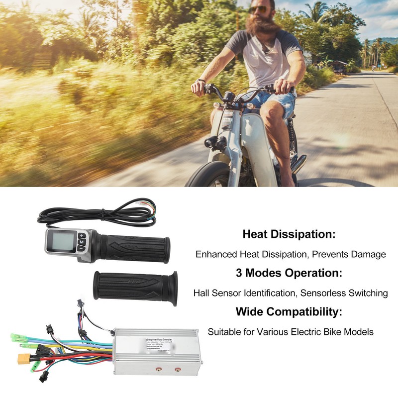Electric Bike Controller Kit 36V 48V 1000W 38A Sine Wave