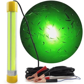 Underwater Fishing Light 30000 Lumens 12V 50W LED Super Bright Submersible Night Fishing Green Light Fish Bait Finder Attractor Boat Lamp for Squid Shrimp Snook Bass Crappie Striper Catfish and More