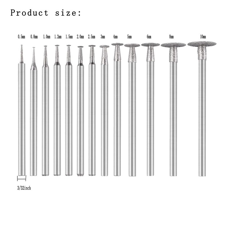 𝐋𝐮𝐨 𝐤𝐞 13 Pcs T Shape Diamond Burr - 3/32''