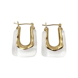 Chunky Clear Earrings for Women Retro Resin Earrings U Shaped Hoop Earrings Huggie Earrings Square Earrings Gift for Women