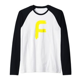Creative Bold Yellow Letter F - Design Alphabet - Marker Raglan Baseball Tee